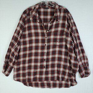 LANE BRYANT Soft Flannel Shirt Tunic Plaid size 22/24 Cotton/Viscose Relaxed